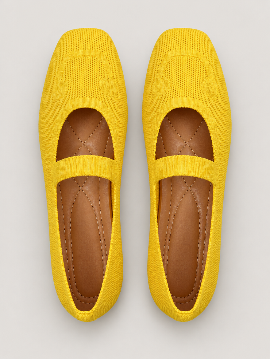 Miriam – Mocassin en maille femme – Jaune — vue du dessus