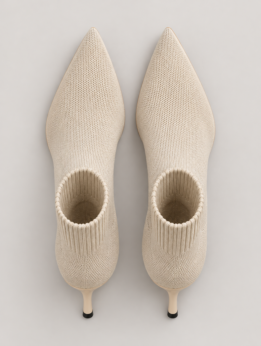 Nellie – Bottine chaussette à talon femme – Beige — vue du dessus