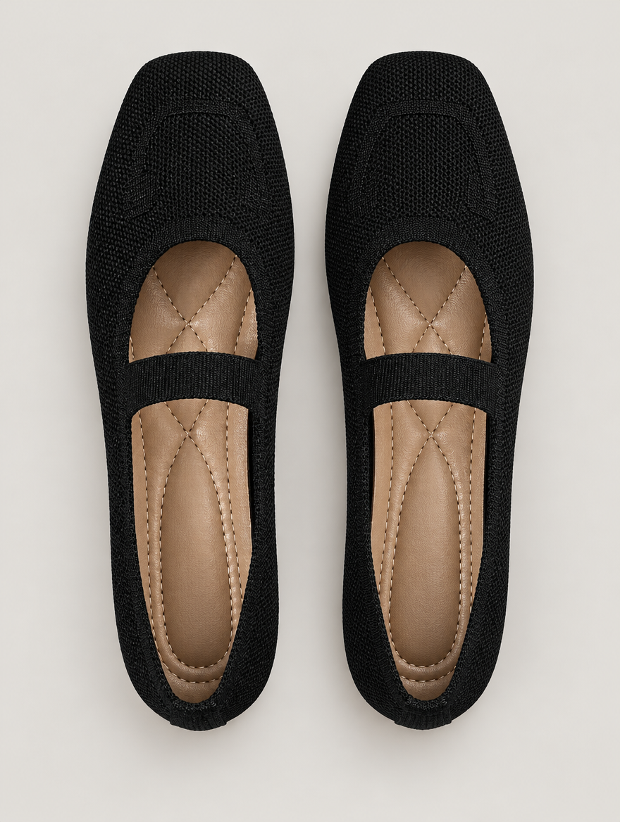 Miriam – Mocassin en maille femme – Noir — vue du dessus