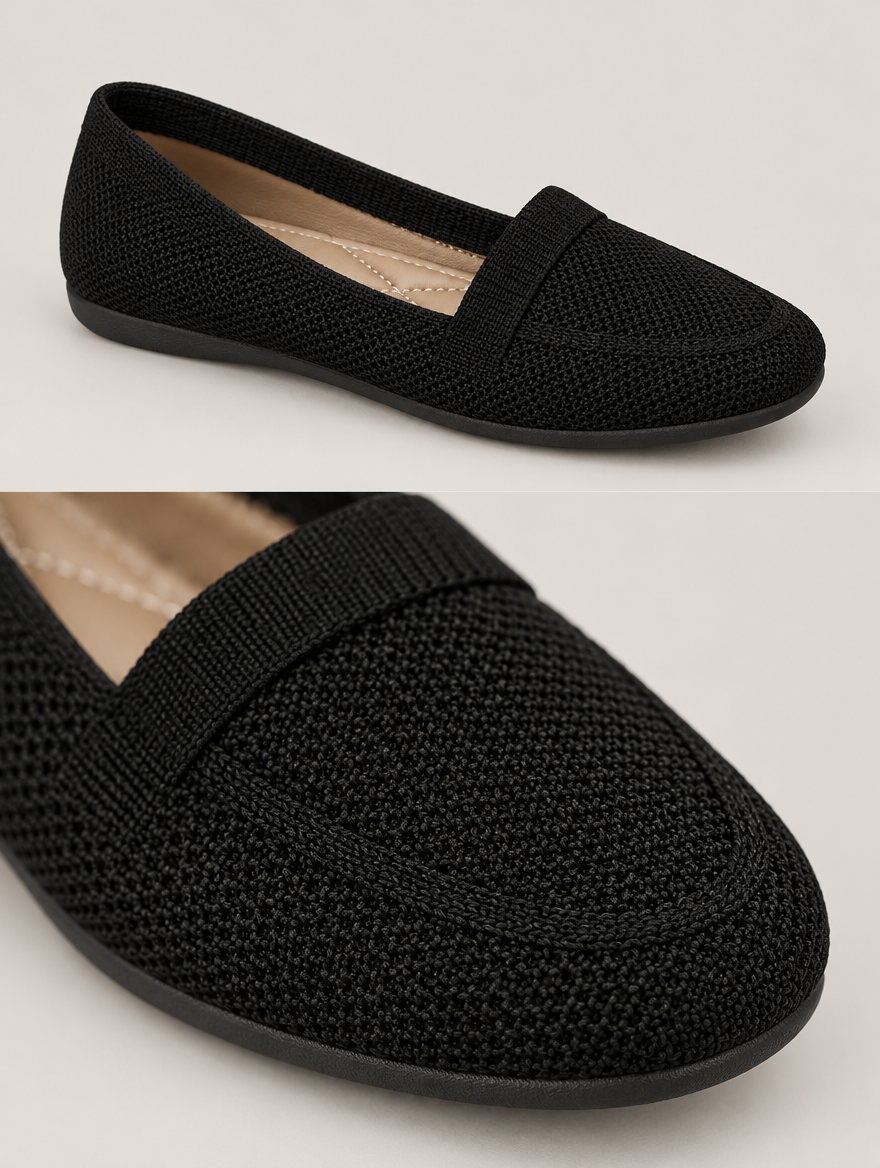 Miriam – Mocassin en maille femme – Noir — détail