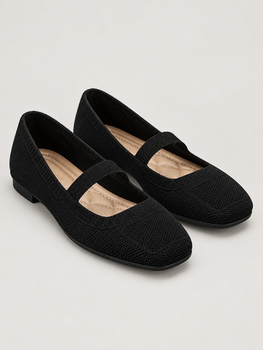 Miriam – Mocassin en maille femme – Noir — vue trois quarts