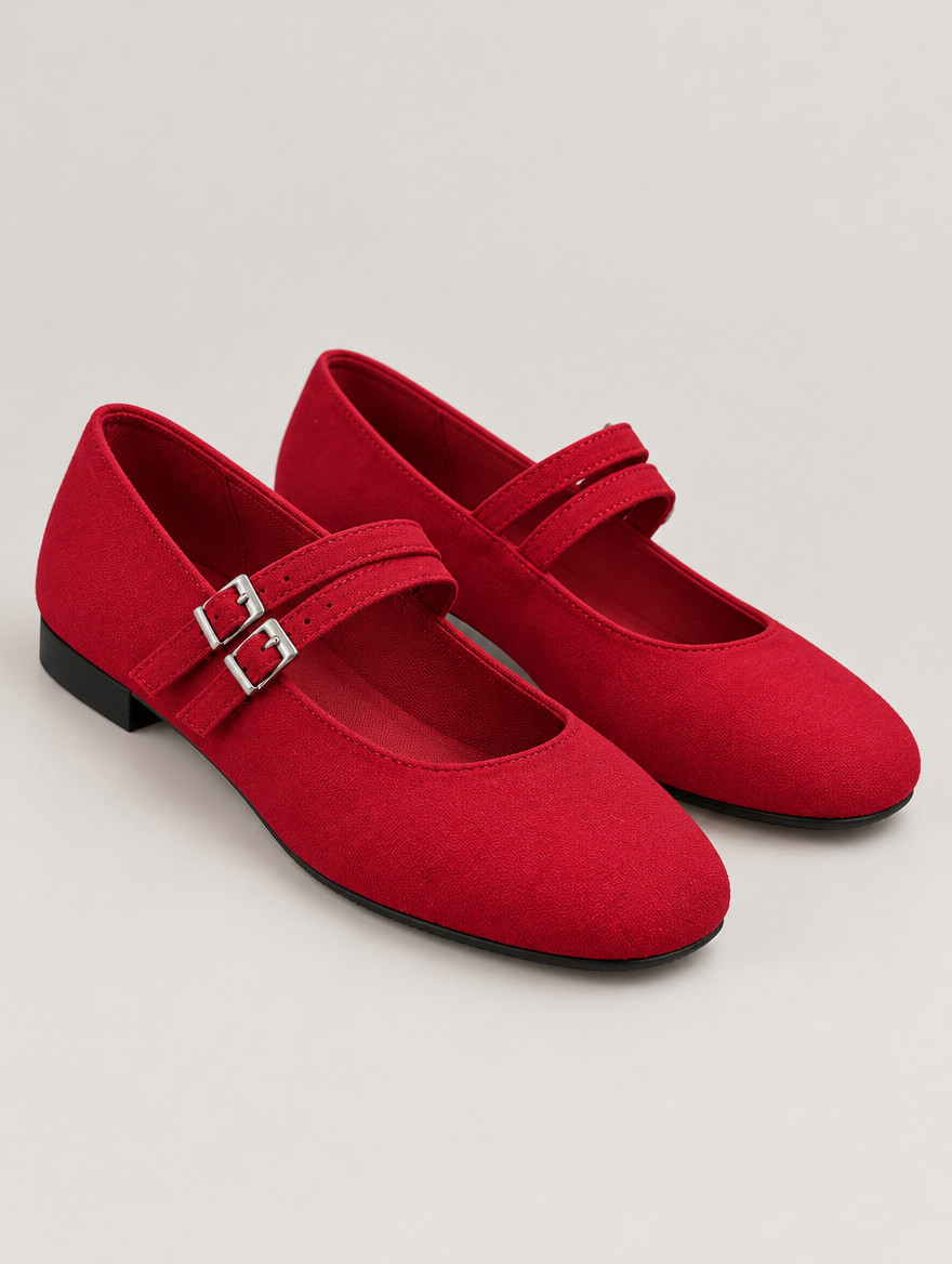Pia – Babies Mary Jane double boucle femme – Rouge — vue trois quarts