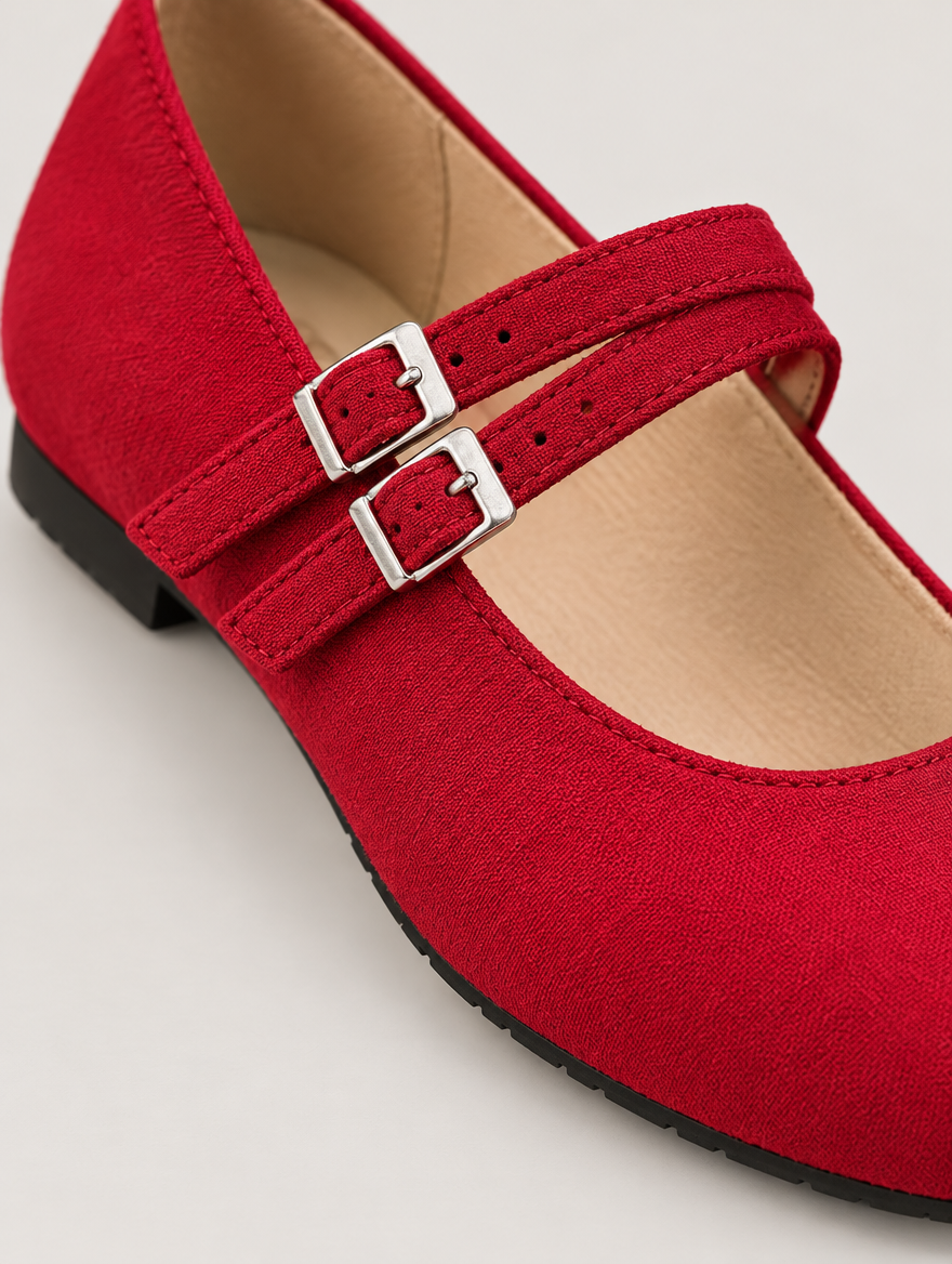 Pia – Babies Mary Jane double boucle femme – Rouge — détail