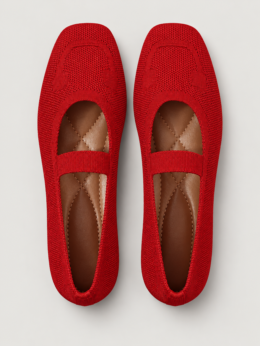 Miriam – Mocassin en maille femme – Rouge — vue du dessus