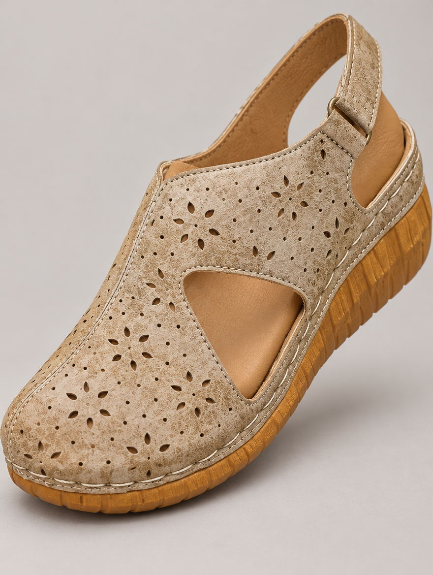Monique – Sandale compensée plage femme – Kaki — détail