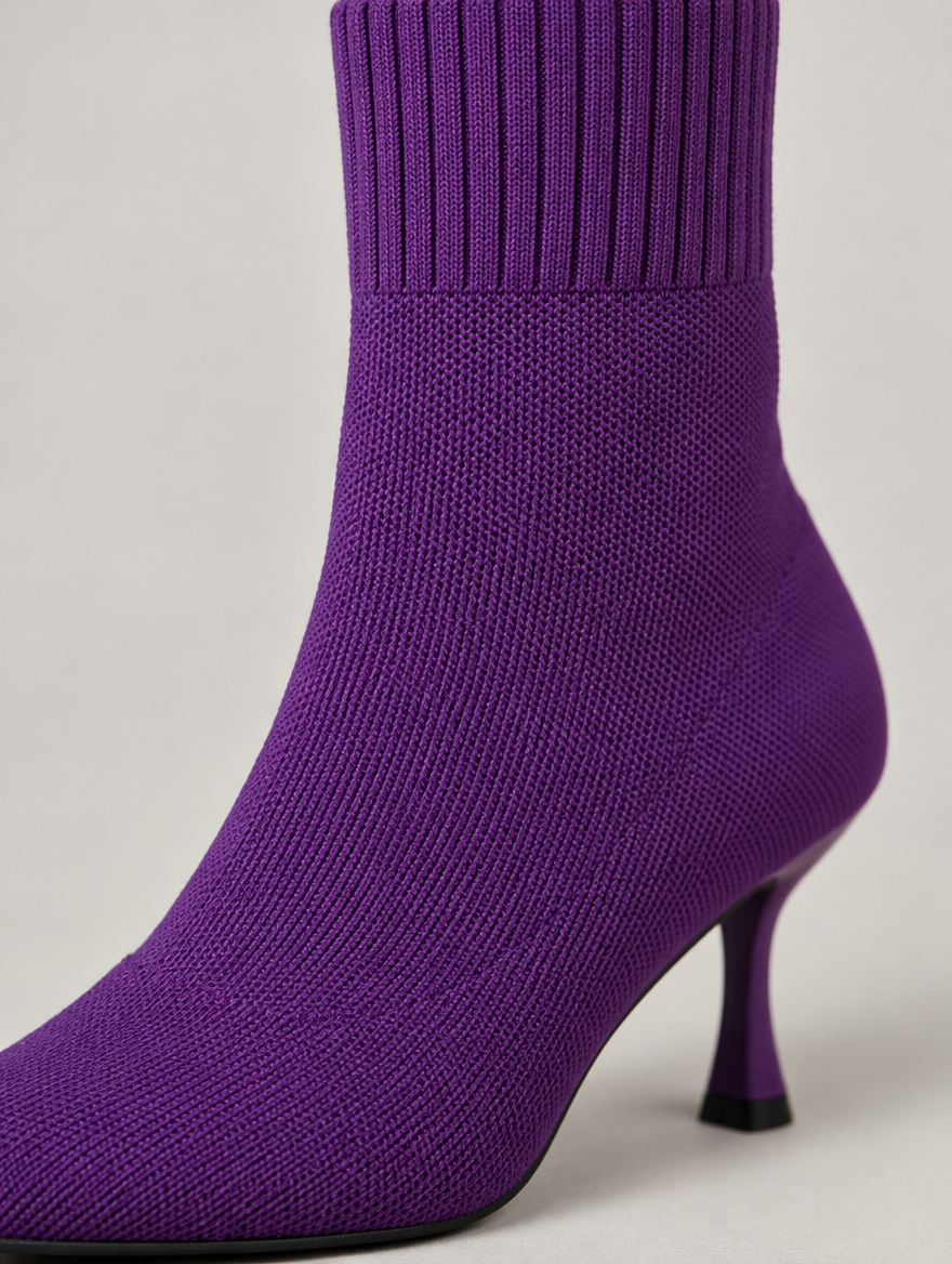 Nellie – Bottine chaussette à talon femme – Violet — détail