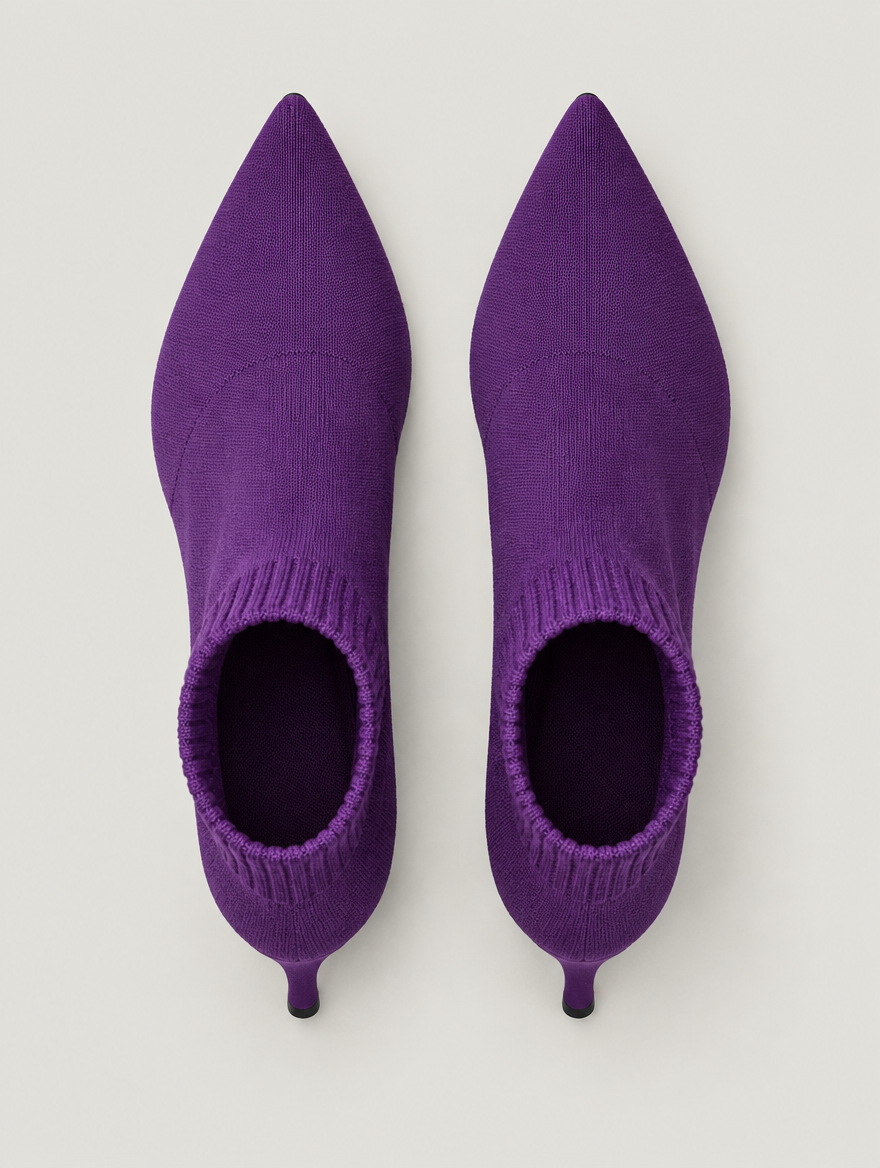 Nellie – Bottine chaussette à talon femme – Violet — vue du dessus