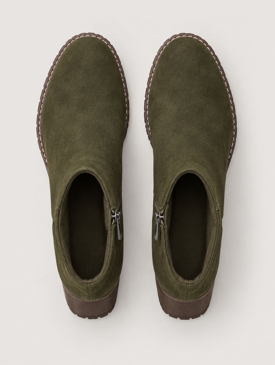 Priscille – Bottine zippée à talon épais femme – Vert militaire — vue du dessus