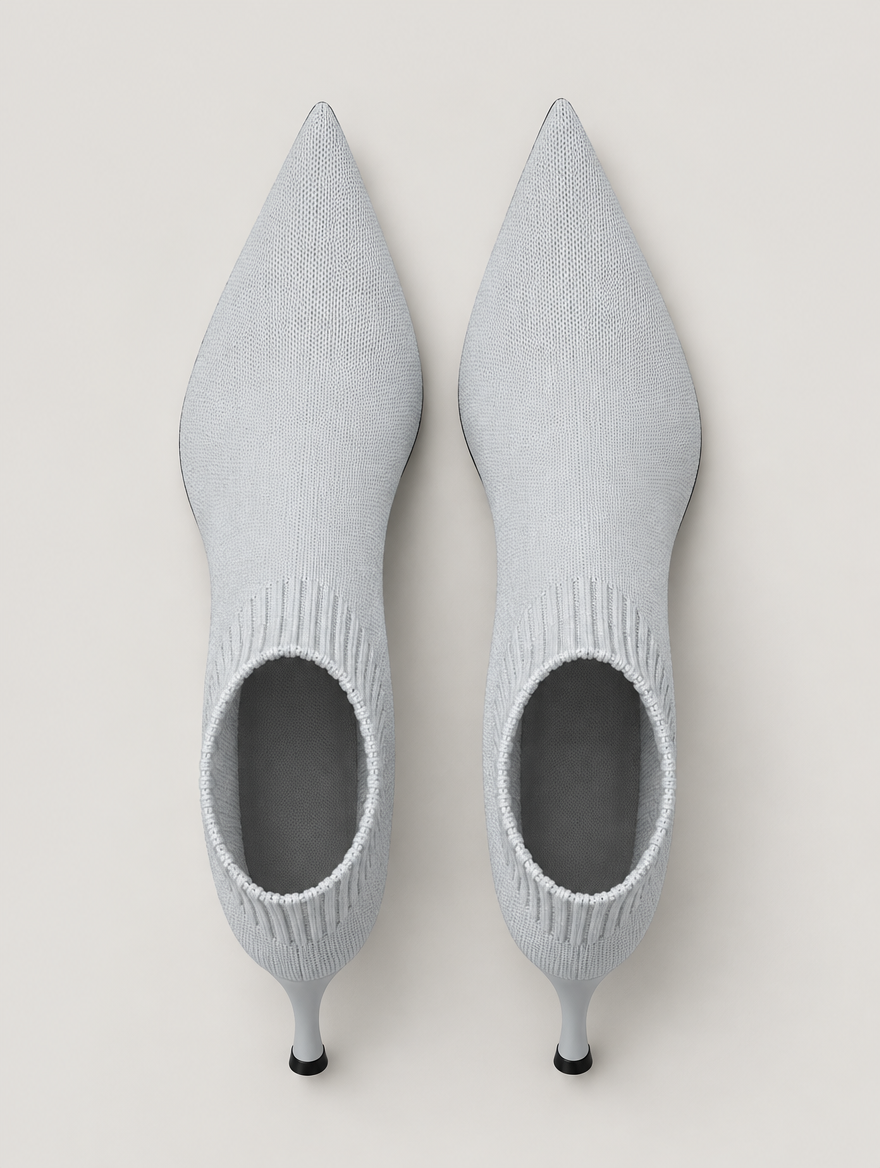 Nellie – Bottine chaussette à talon femme – Gris clair — vue du dessus