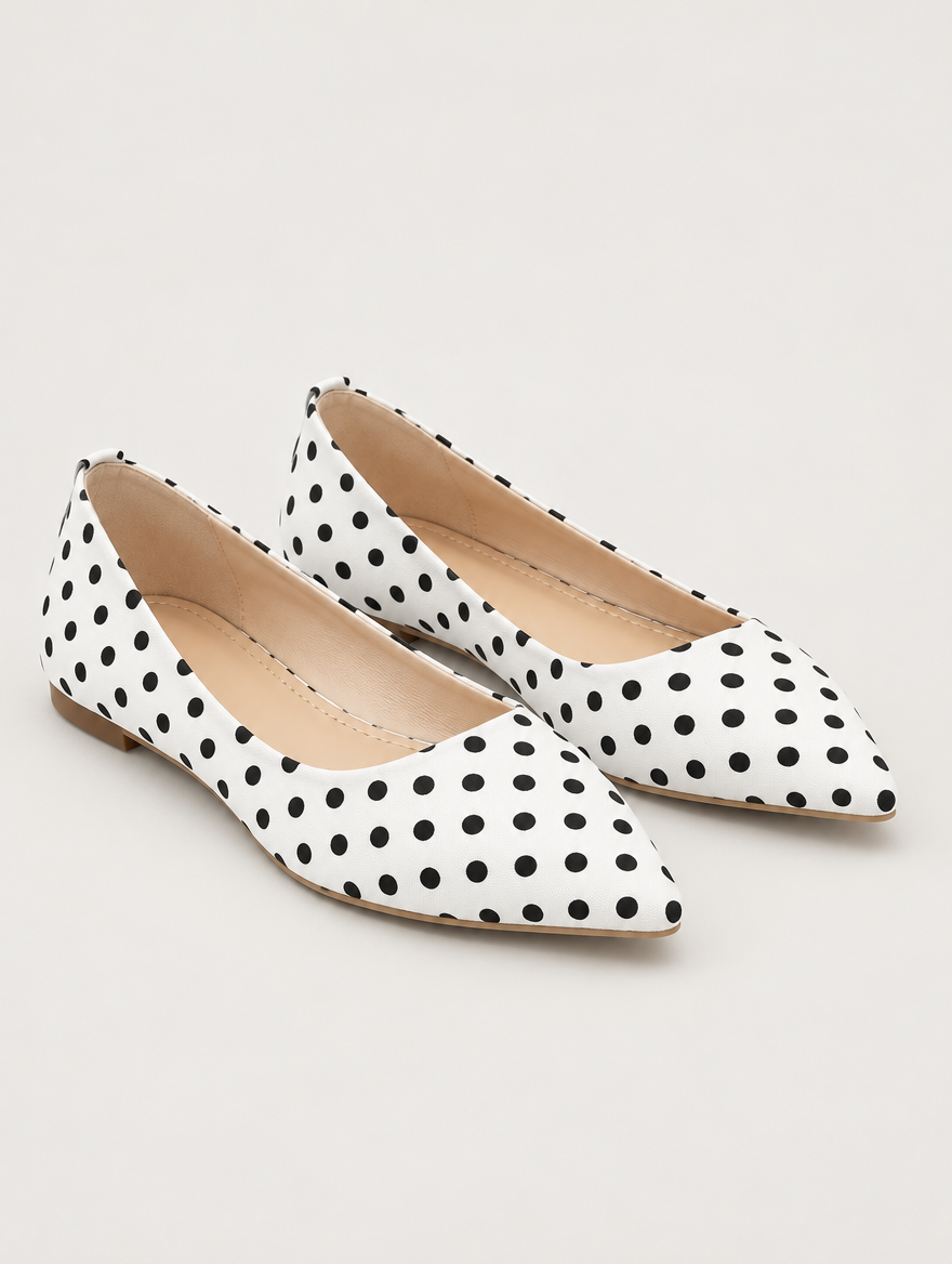Olga – Mocassin à pois femme – Blanc — vue trois quarts