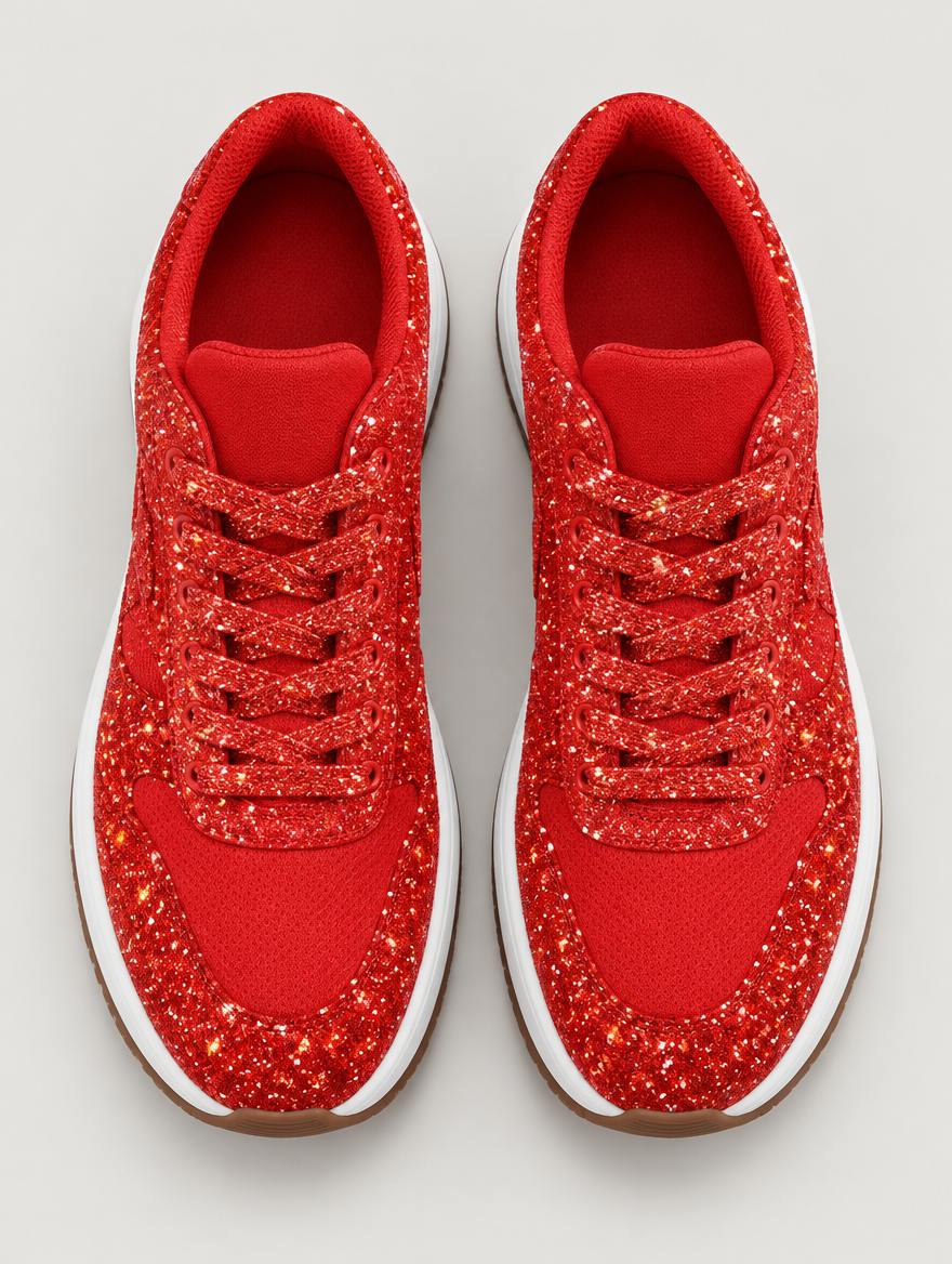 Olympe – Basket plateforme à lacets femme – Rouge — vue du dessus