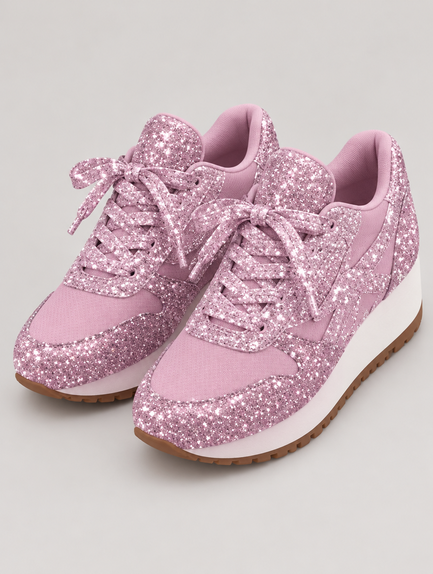 Olympe – Basket plateforme à lacets femme – Rose — vue trois quarts