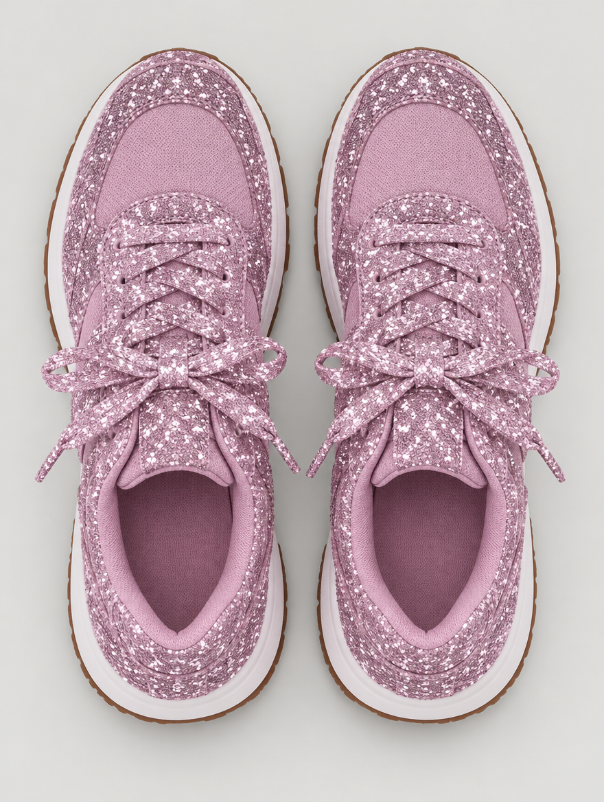 Olympe – Basket plateforme à lacets femme – Rose — vue du dessus