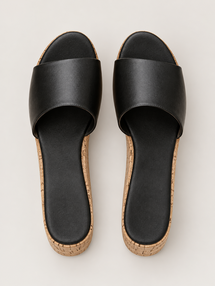 Nicolette – Mule compensée à talon haut femme – Noir — vue du dessus