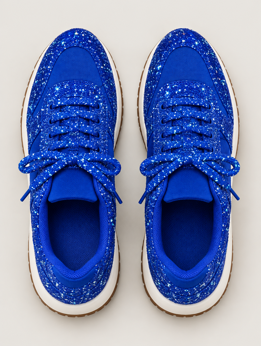 Olympe – Basket plateforme à lacets femme – Bleu — vue du dessus