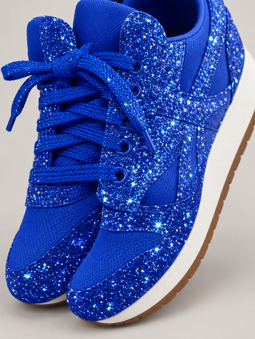 Olympe – Basket plateforme à lacets femme – Bleu — détail
