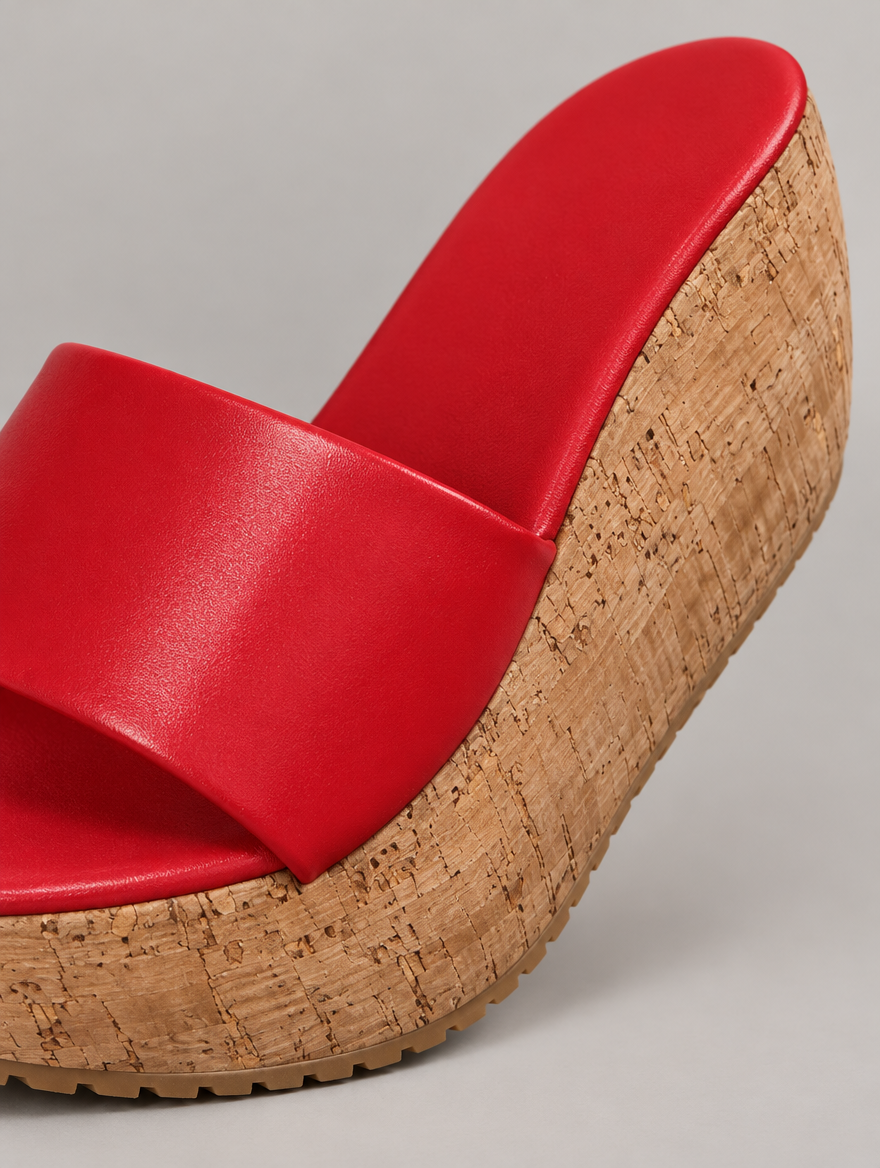 Nicolette – Mule compensée à talon haut femme – Rouge — détail