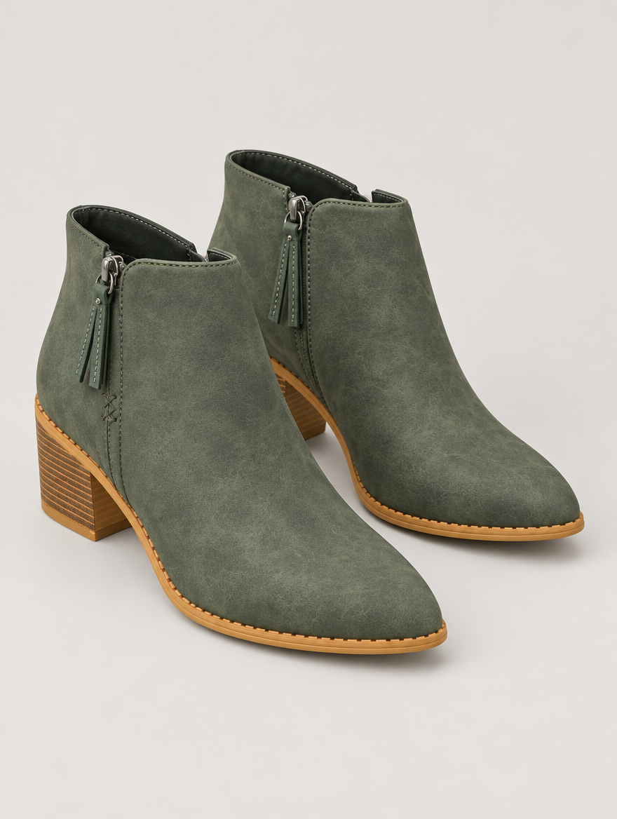 Orlane – Bottine à talon moyen femme – Vert — vue trois quarts
