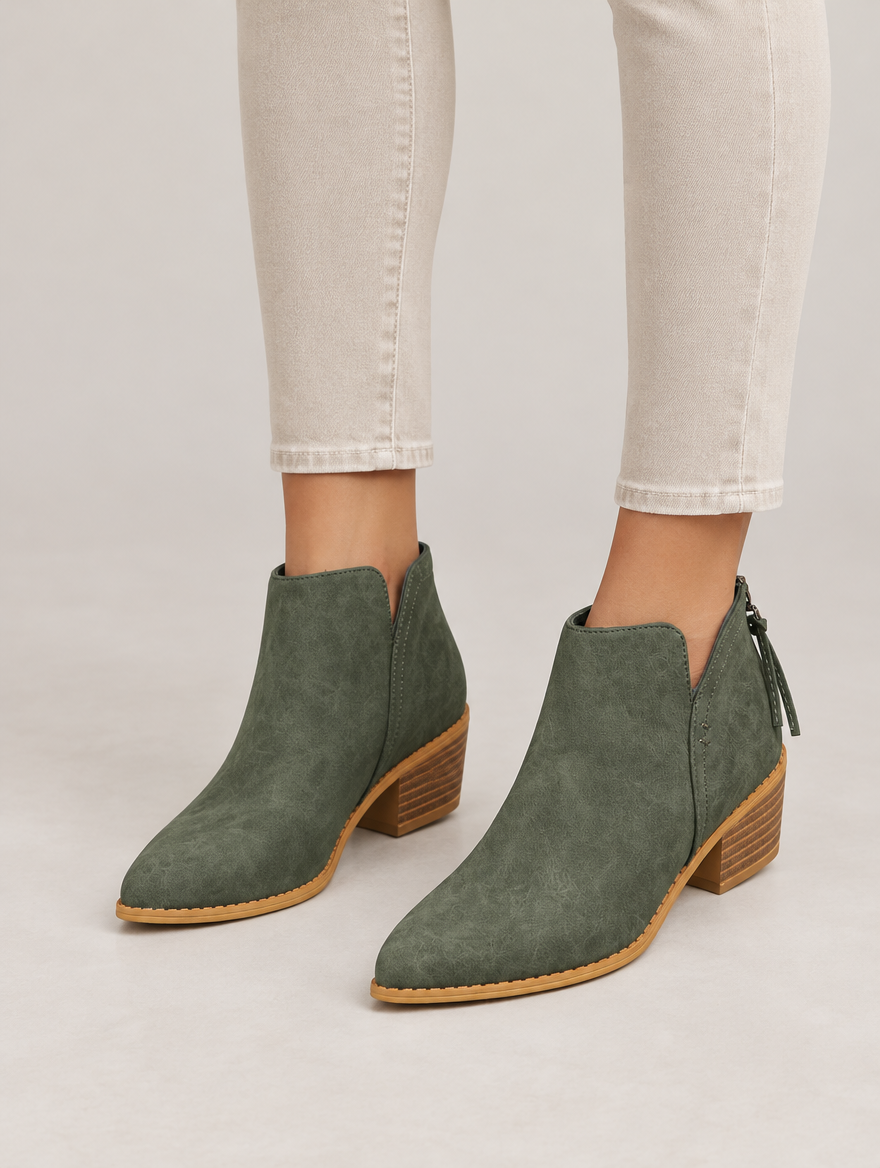 Orlane – Bottine à talon moyen femme – Vert — portée