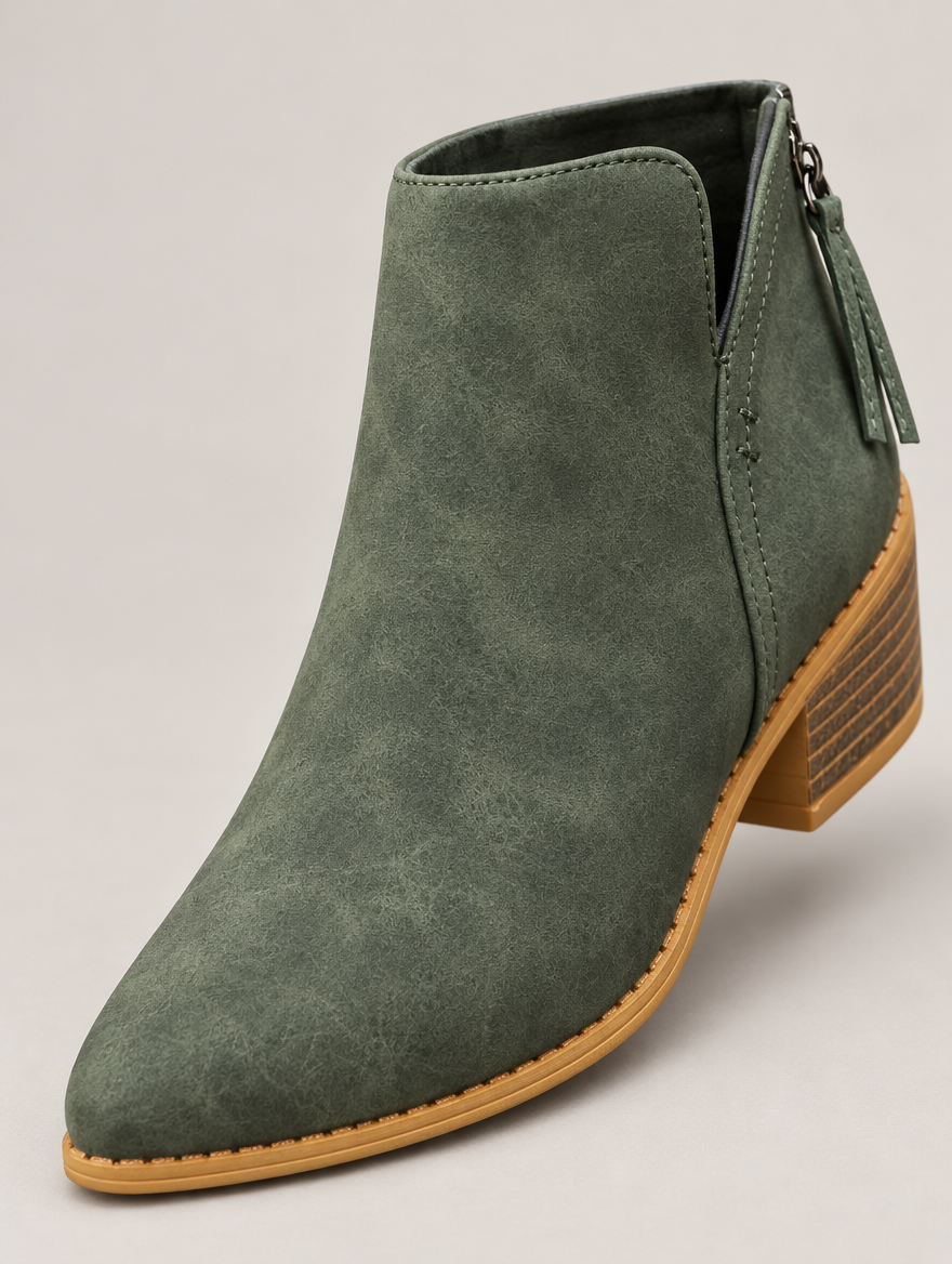 Orlane – Bottine à talon moyen femme – Vert — détail