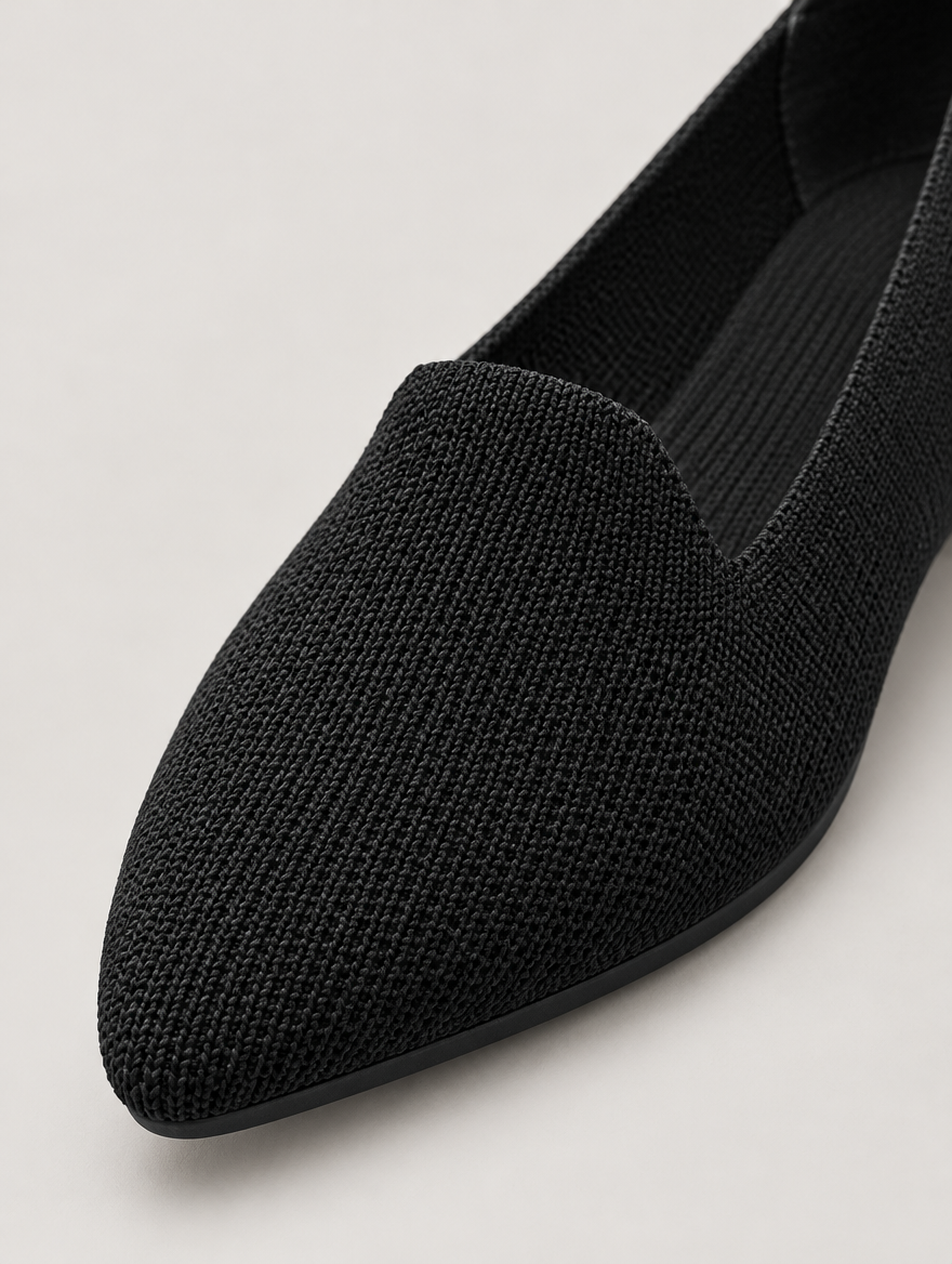 Pandora – Ballerine pointue en maille femme – Noir — détail