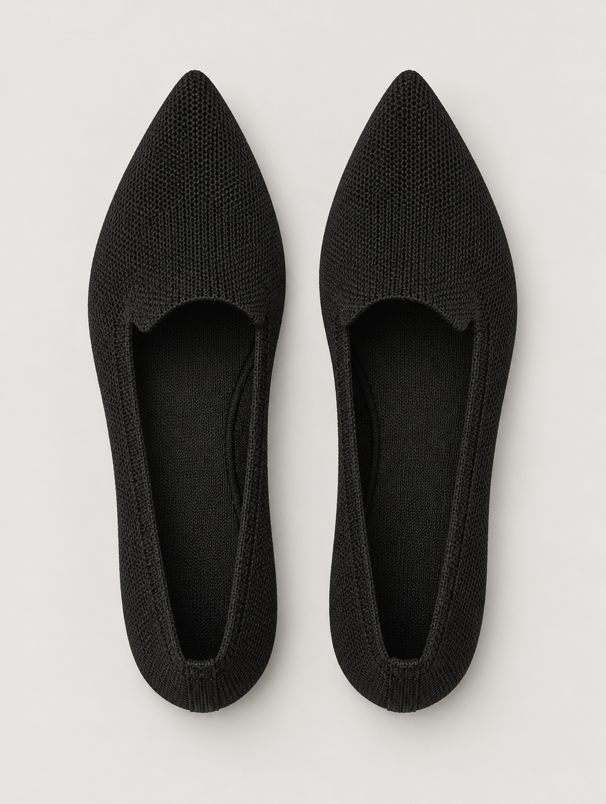Pandora – Ballerine pointue en maille femme – Noir — vue du dessus