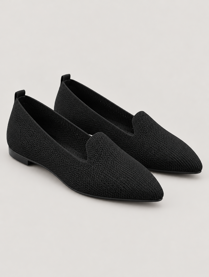 Pandora – Ballerine pointue en maille femme – Noir — vue trois quarts