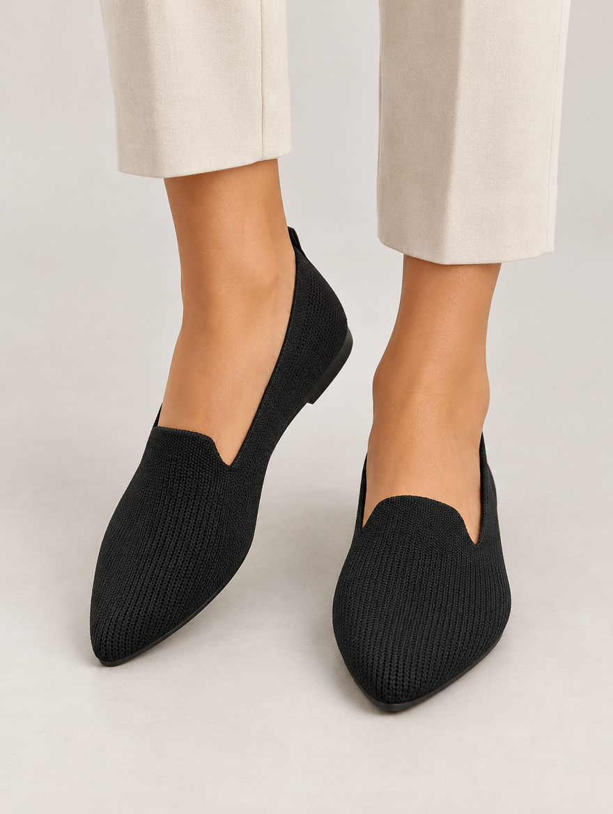 Pandora – Ballerine pointue en maille femme – Noir — portée