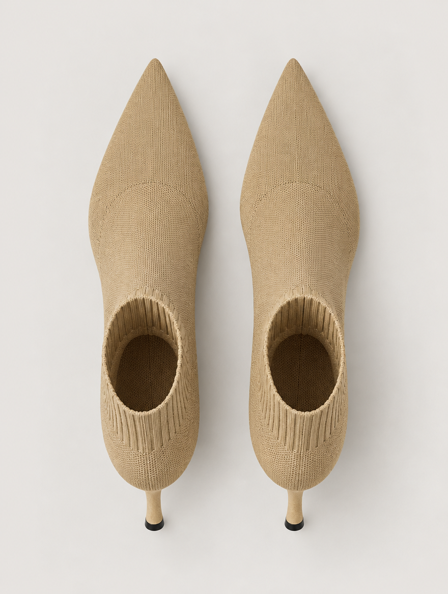 Nellie – Bottine chaussette à talon femme – Kaki — vue du dessus