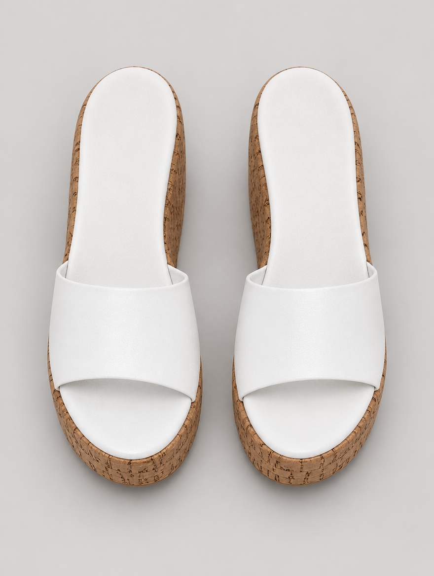 Nicolette – Mule compensée à talon haut femme – Blanc — vue du dessus