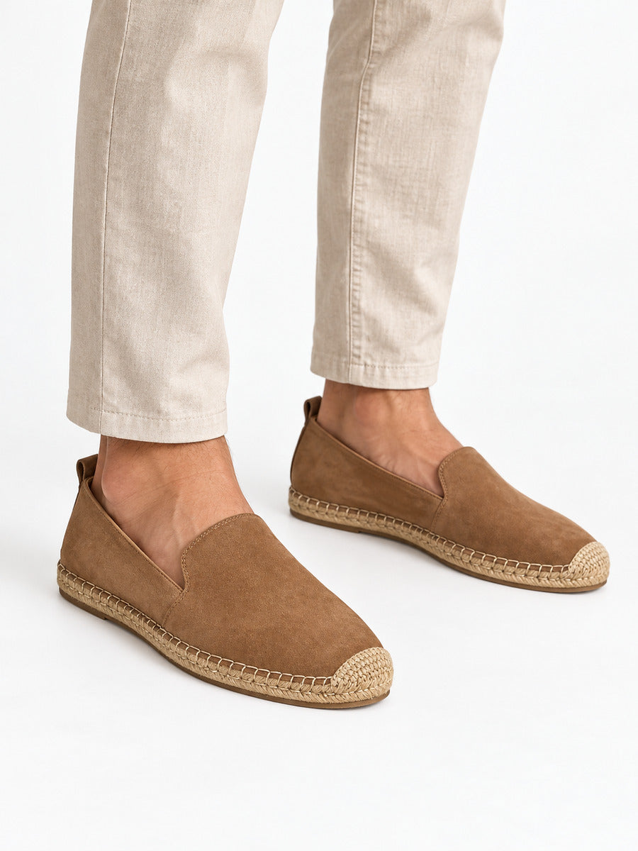 Honoré – Mocassin en daim et lin tressé homme — portée