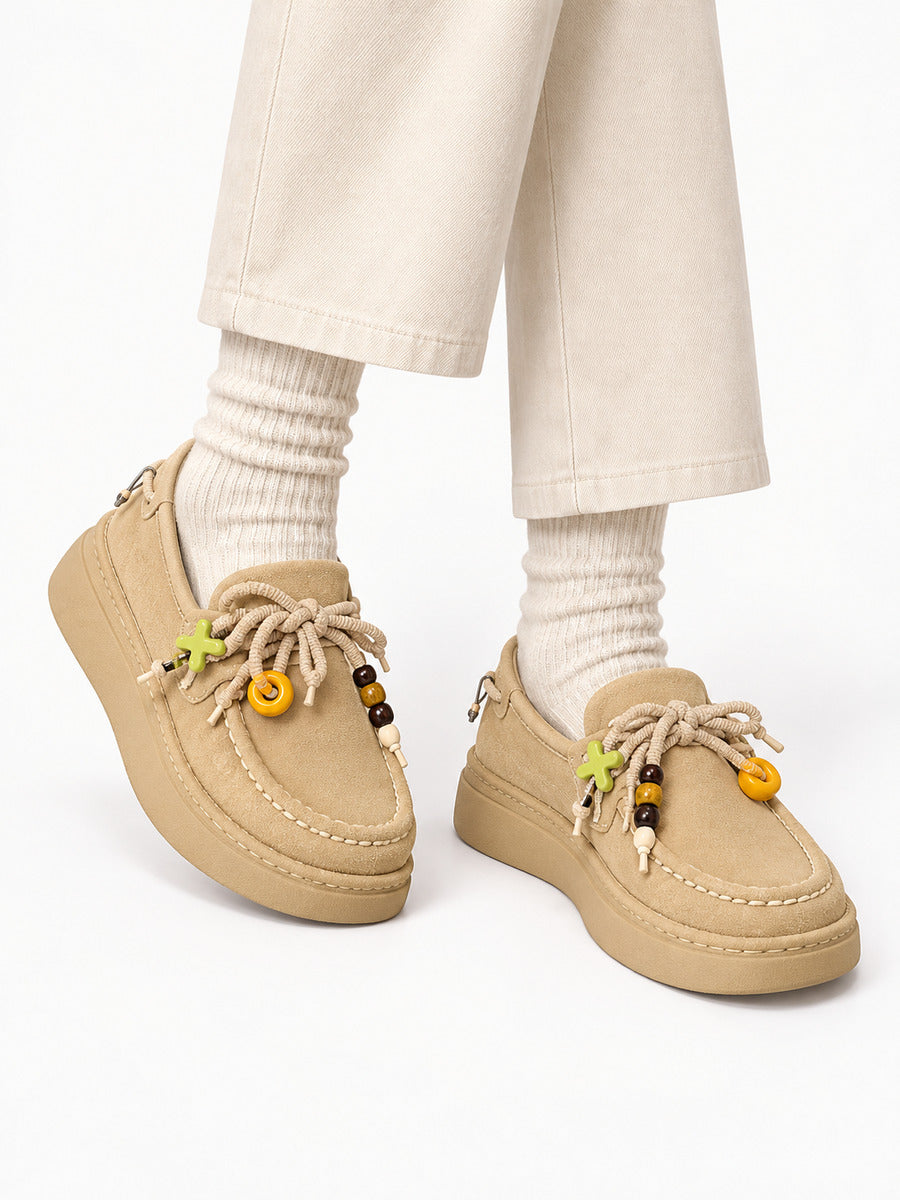 Hortense – Chaussure en daim à plateforme femme – Kaki