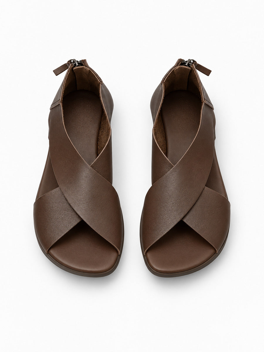Ida – Sandale artisanale femme – Marron — dessus