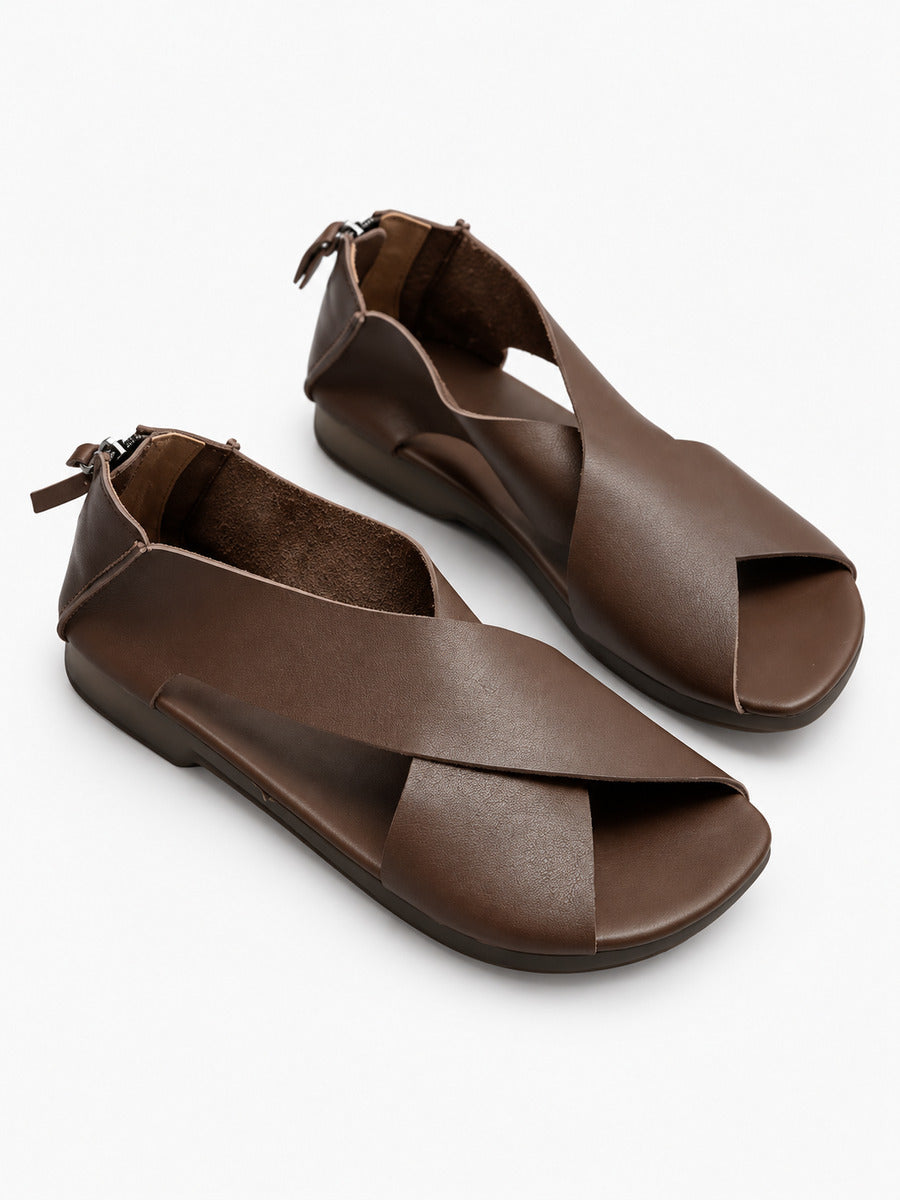 Ida – Sandale artisanale femme – Marron — détail