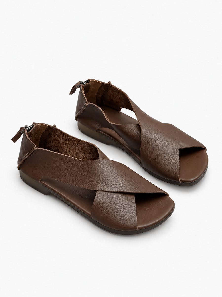Ida – Sandale artisanale femme – Marron — trois quarts