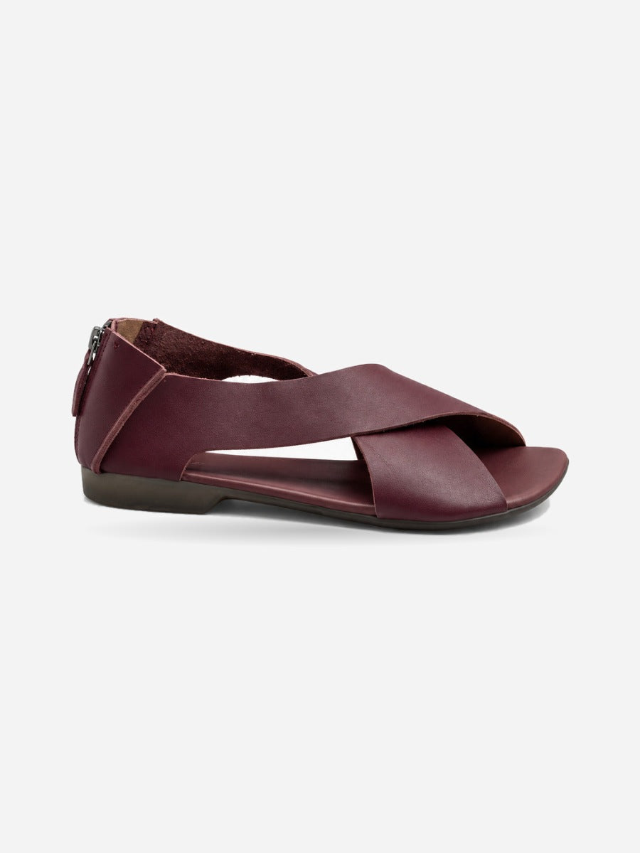 Ida – Sandale artisanale femme – Bordeaux — profil droit