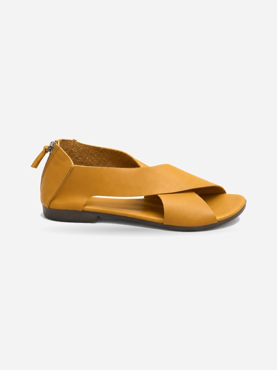 Ida – Sandale artisanale femme – Jaune — profil droit