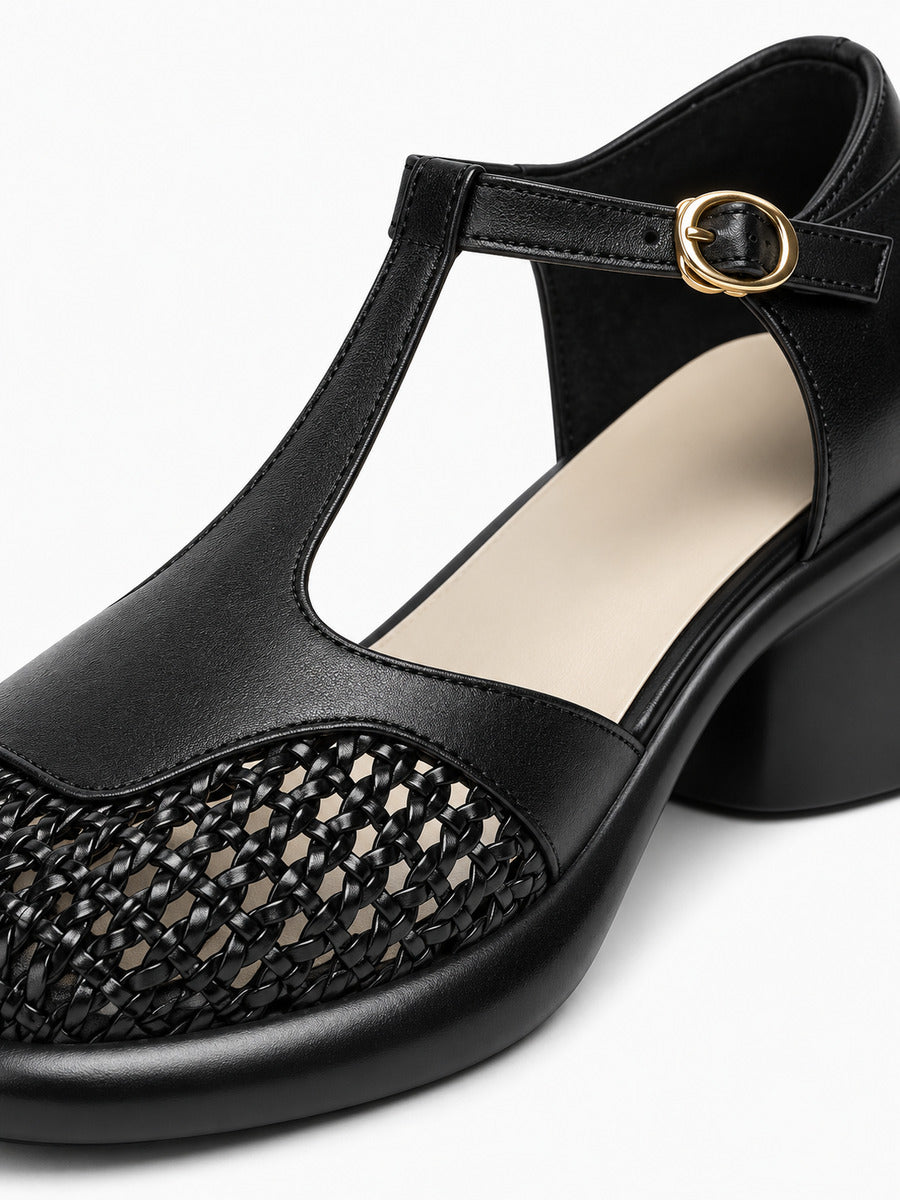 Ilaria – Sandale à talon épais femme – Noir — détail