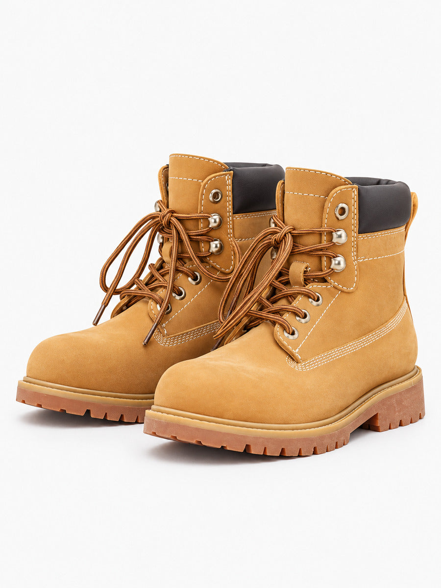 Inès – Bottine à lacets jaune femme — paire 3/4