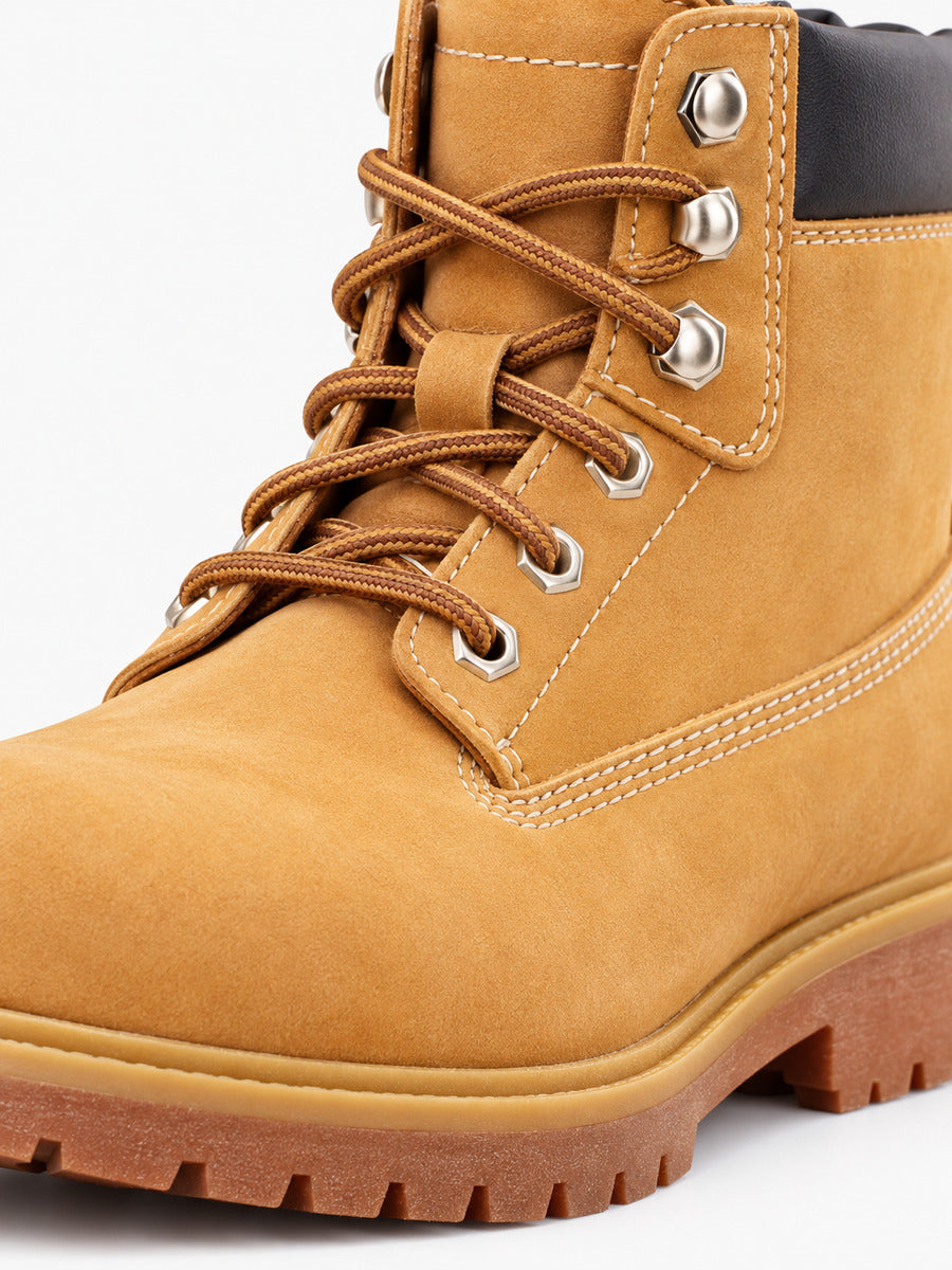 Inès – Bottine à lacets jaune femme — détail