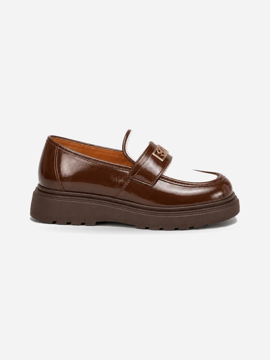 Ines – Mocassin enfant – Marron — profil droit