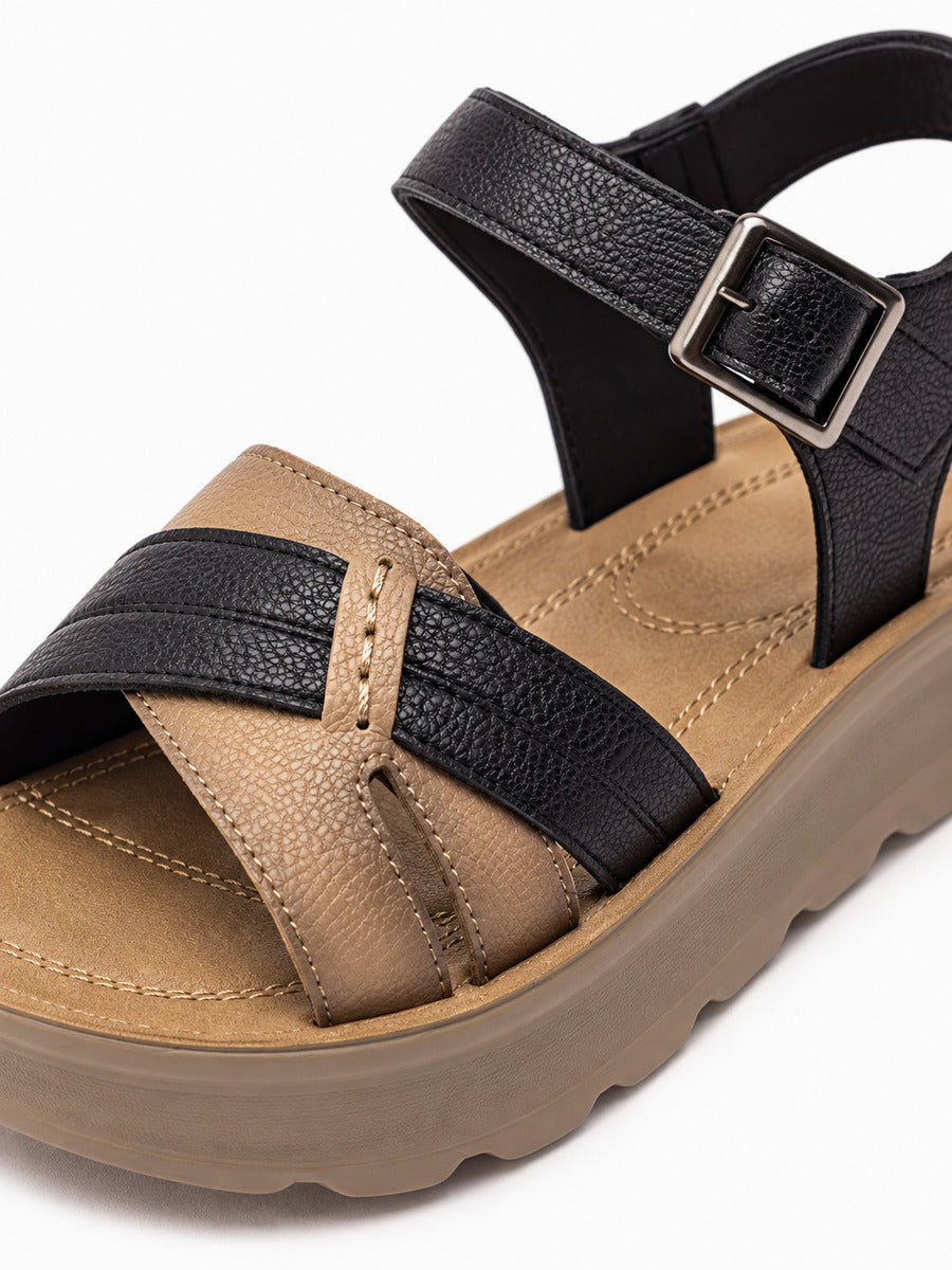 Inga – Sandale à semelle épaisse femme – Noir — détail