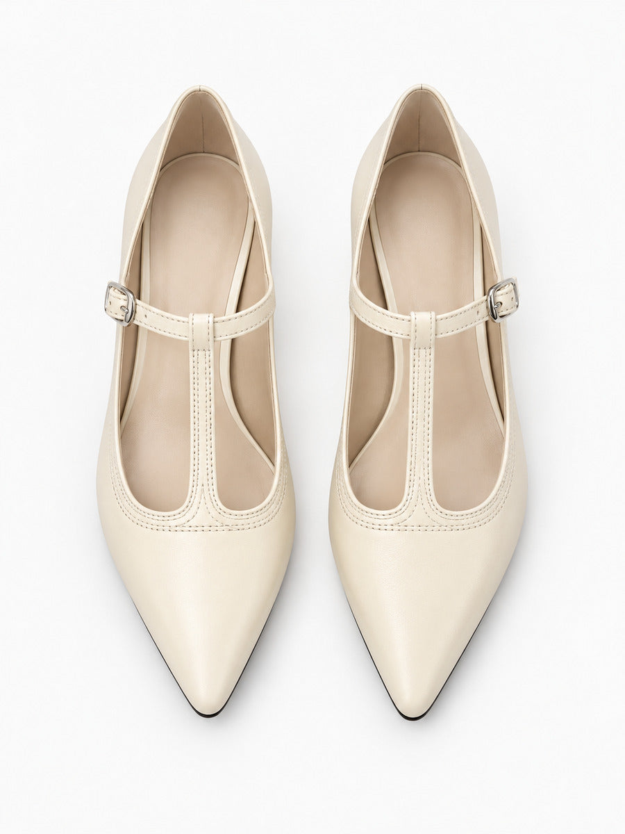 Ingrid – Sandale à bride en T femme – Beige — dessus