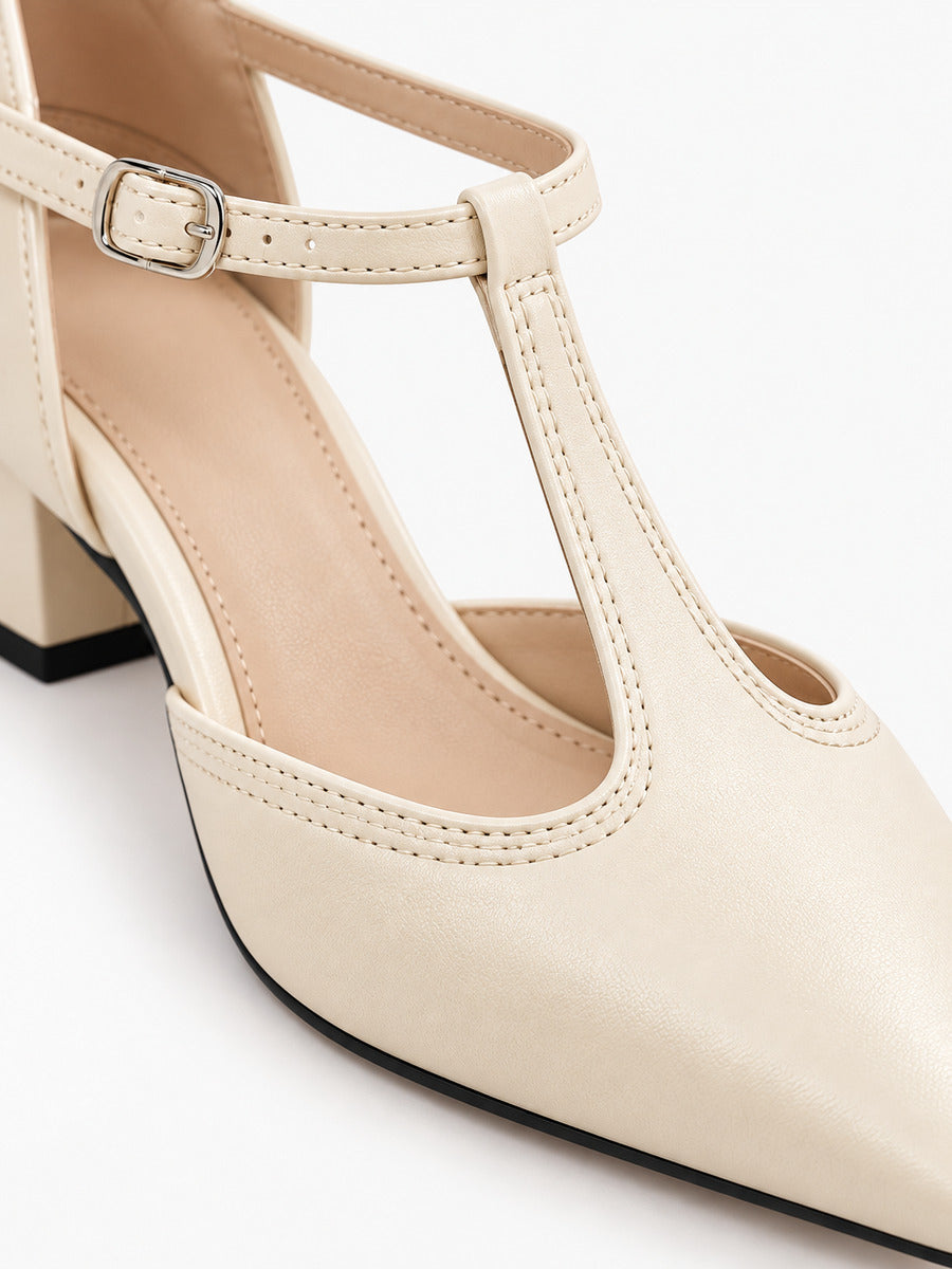 Ingrid – Sandale à bride en T femme – Beige — détail