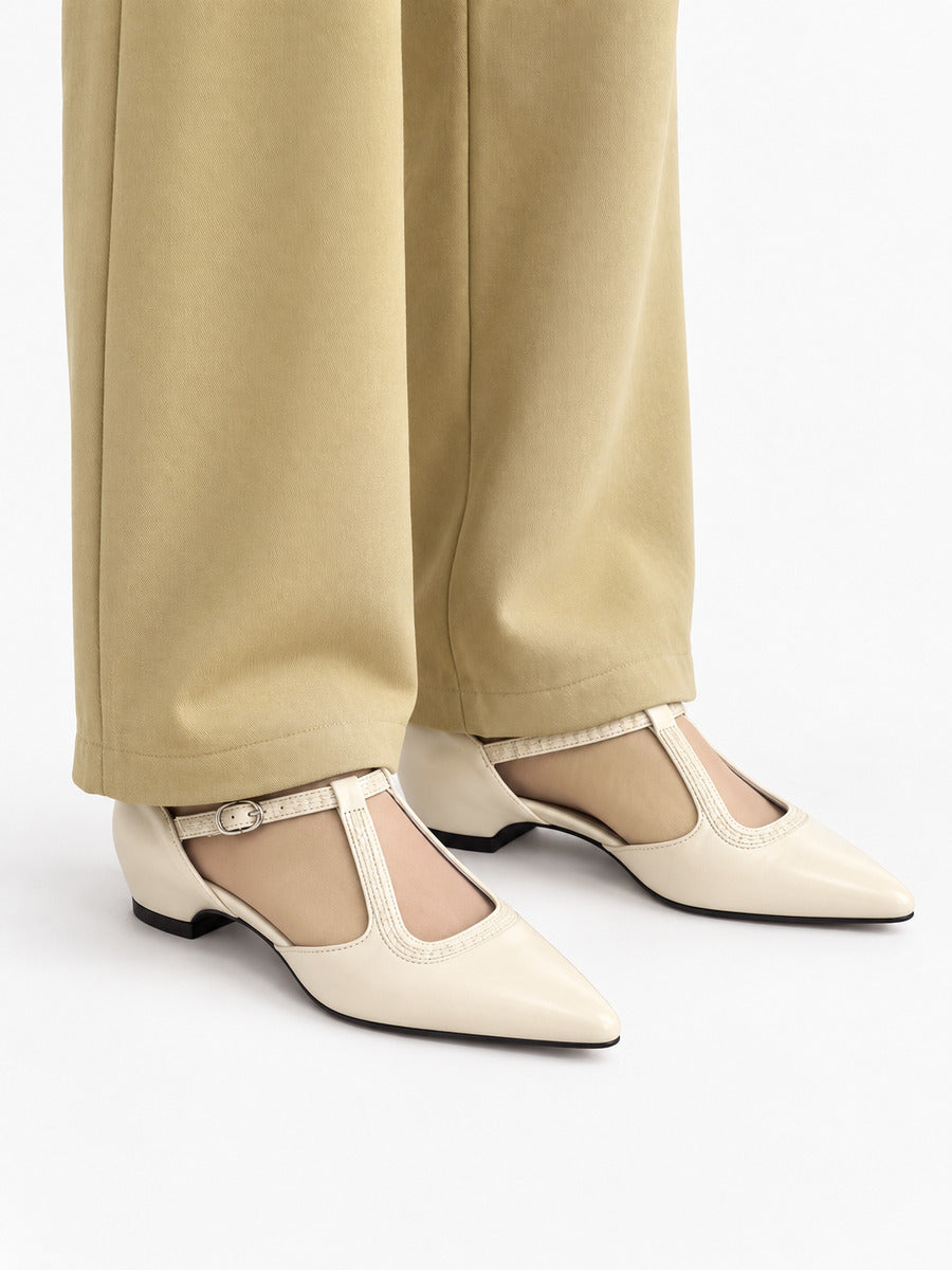 Ingrid – Sandale à bride en T femme – Beige — portée