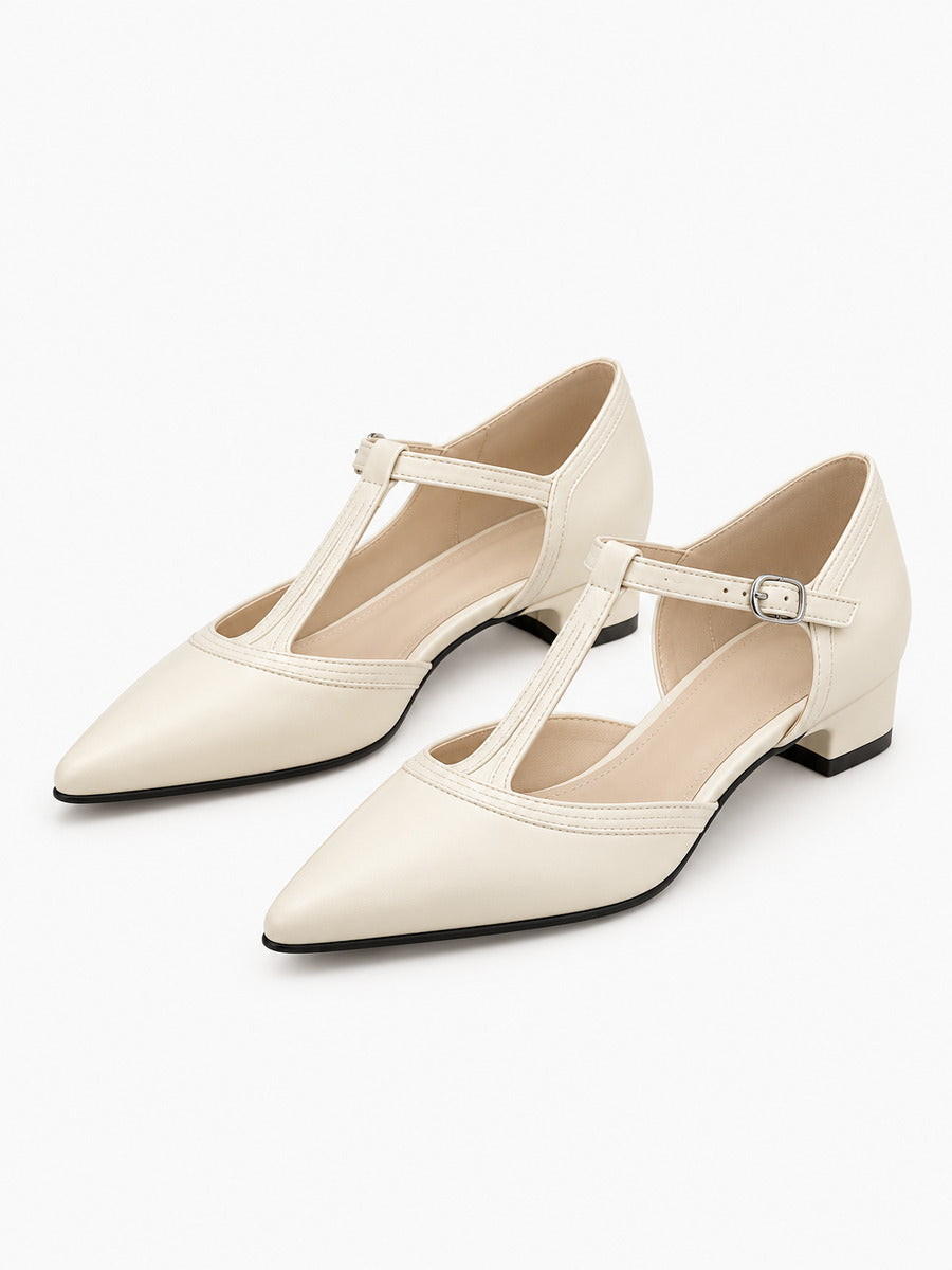 Ingrid – Sandale à bride en T femme – Beige — trois quarts