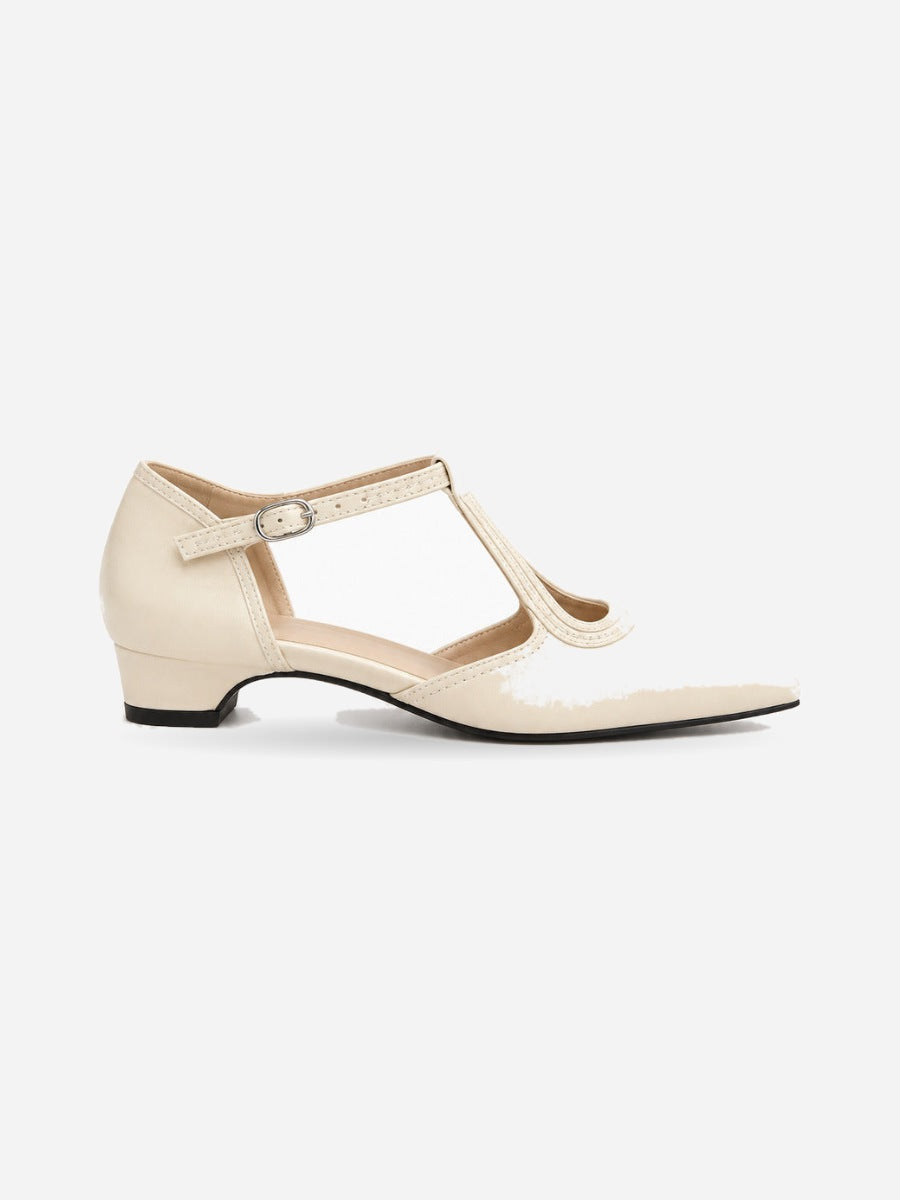 Ingrid – Sandale à bride en T femme – Beige — profil droit