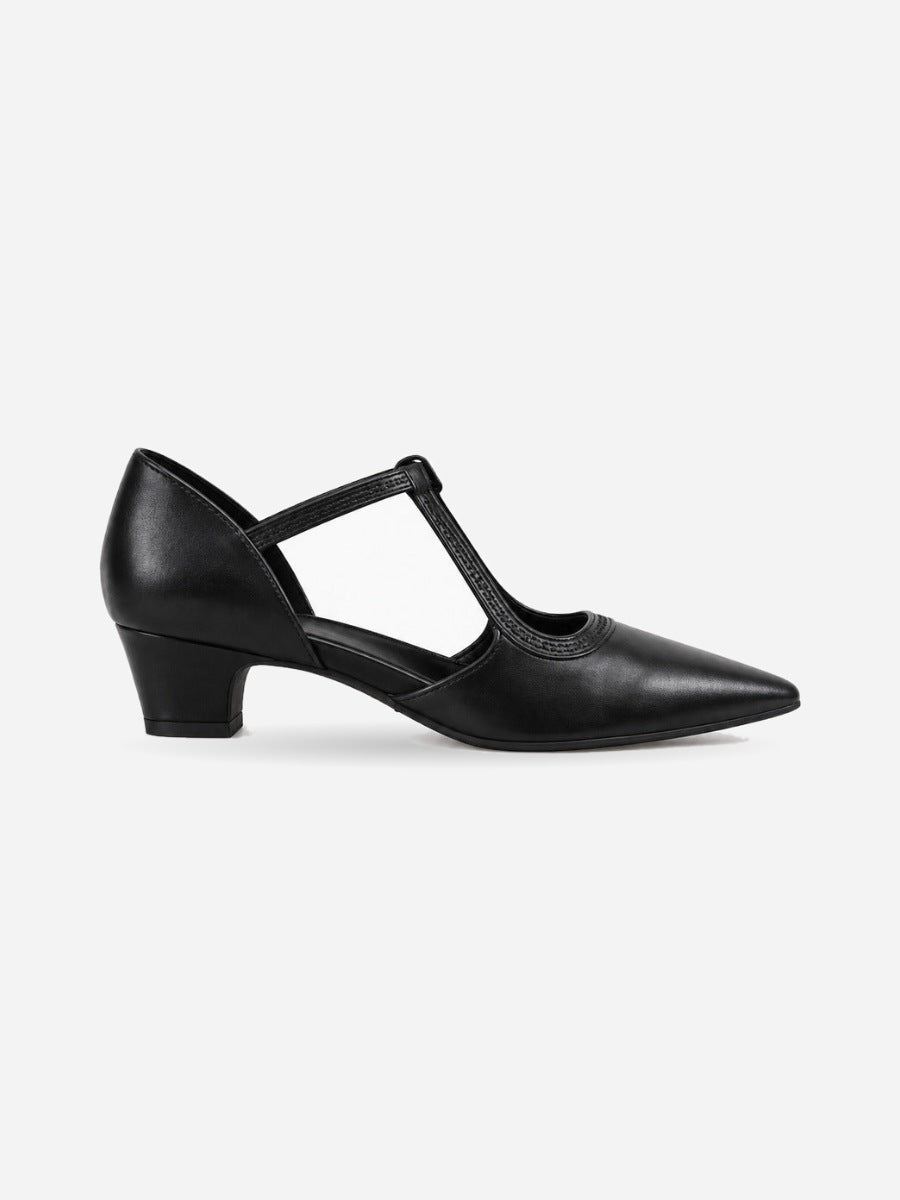 Ingrid – Sandale à bride en T femme – Noir — profil droit