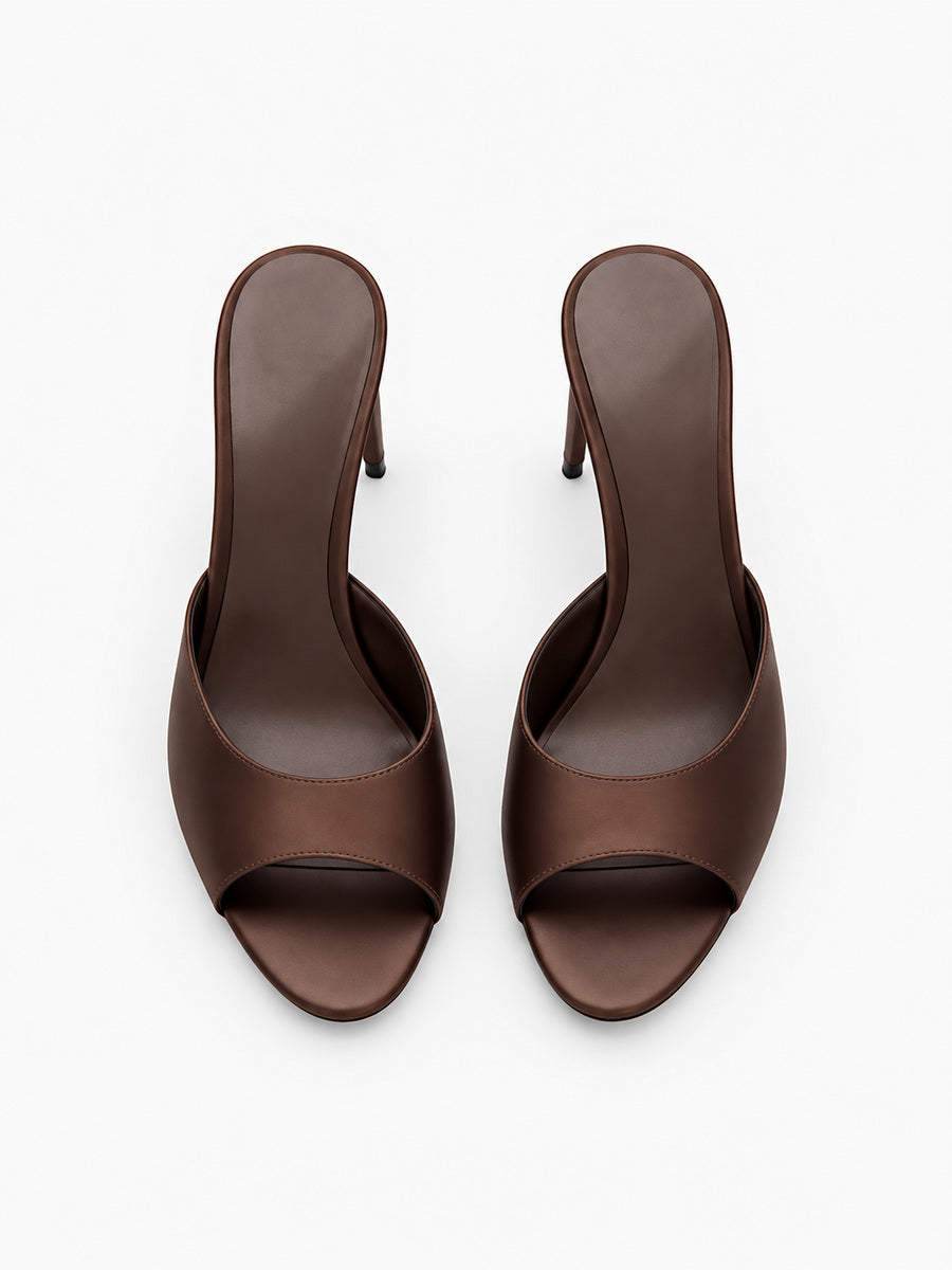 Isadora – Mule ouverte à talon femme – Marron — dessus