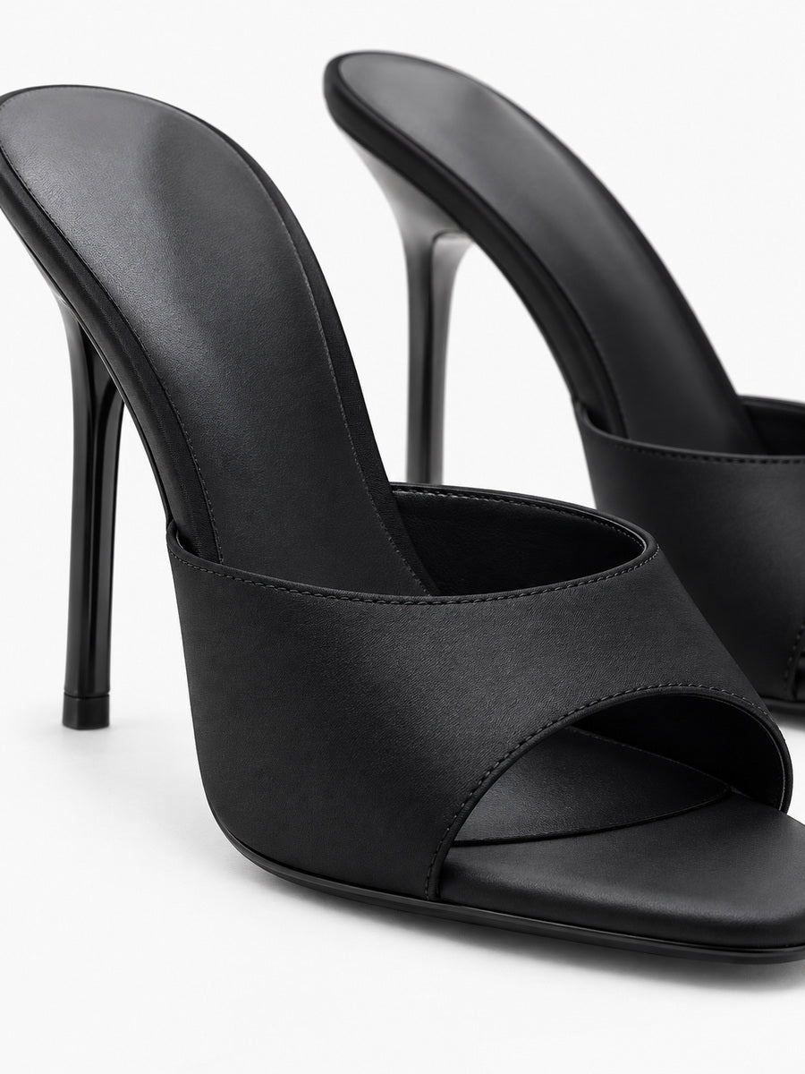 Isadora – Mule ouverte à talon femme – Noir — détail